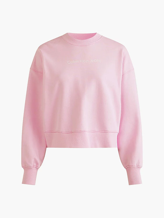 Calvin Klein Jeans – Shrunken institutional mikina, Růžová barva 1