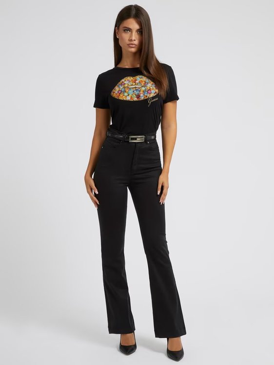 Módní Jewel triko, Černá barva, 2023