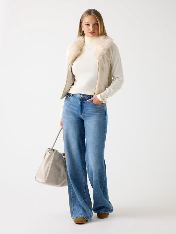 Módní Amari Faux Fur vesta, Béžová barva, 2025