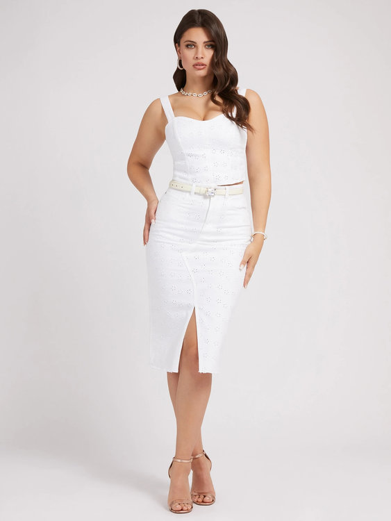 Emerson denim sukně – Guess, Bílá barva Ženy