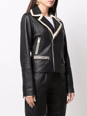 Módní Amalfi kožená bunda, Černá barva, 2022