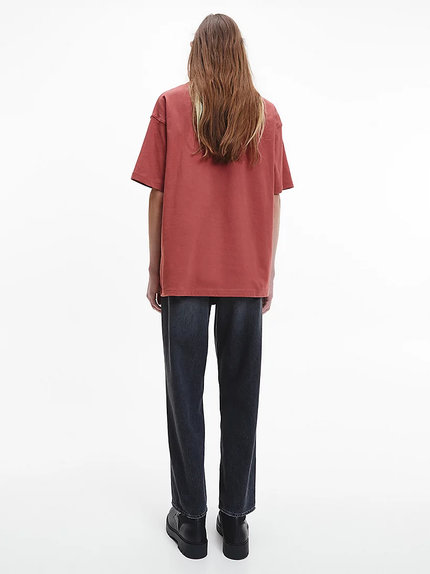 Módní Shrunken badge tričko, Červená barva, 2022