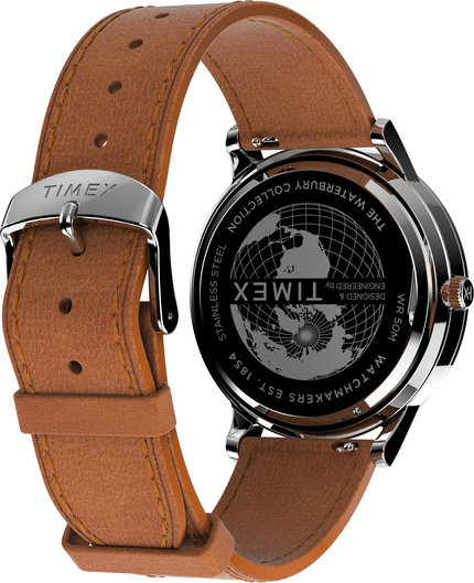 Módní Waterbury hodinky, Hnědá, Stříbrná barva, 2023