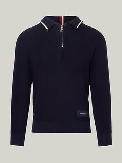 Modrá barva, Tipped Rib Structure Zip svetr