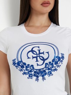 Luxusní Checker Sequin triko, Bílá barva, S, M, L