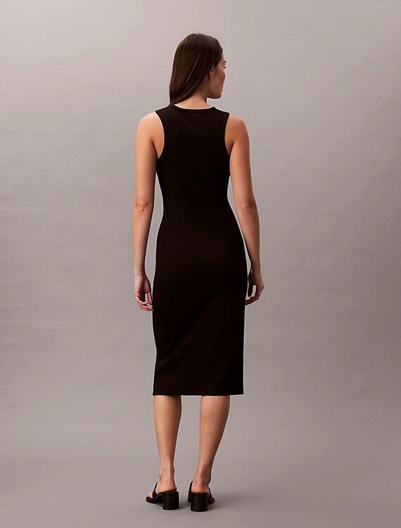 Luxusní Monologo baby rib tank midi šaty, Černá barva, XS, S, M, L, XL