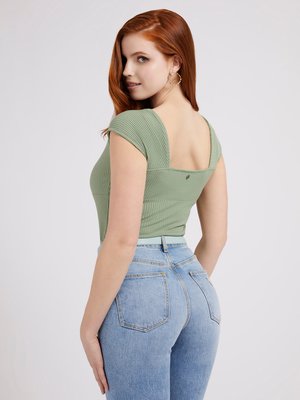 Módní Valeriana top, Khaki barva, 2022