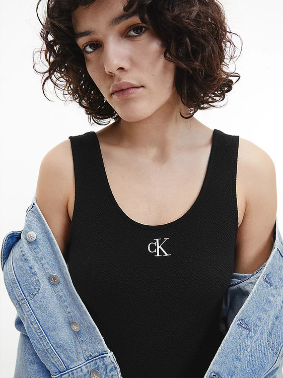 Slub strappy šaty Černá barva Ženy