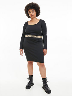 Logo tape šaty – Calvin Klein Jeans, Černá barva Ženy