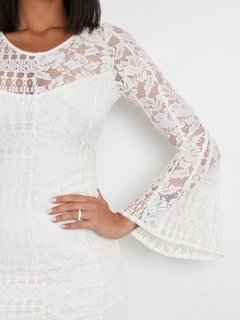 Luxusní Nicki Lace šaty, Bílá barva, XS