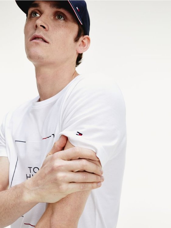 Módní TH Logo Triko, Bílá barva, 2020