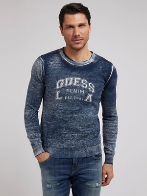 Guess – Mason printed svetr, Modrá barva