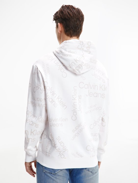 Calvin Klein Jeans, Bílá barva Logo Aop mikina