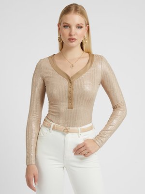 GUESS – Esperanza top, Béžová, Zlatá barva