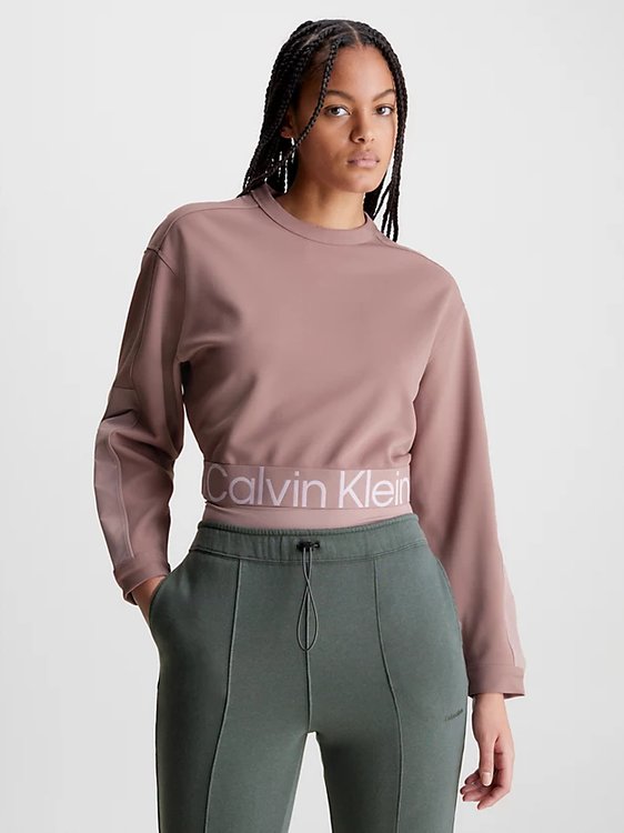 Calvin Klein Performance – Pullover Twill mikina, Růžová barva