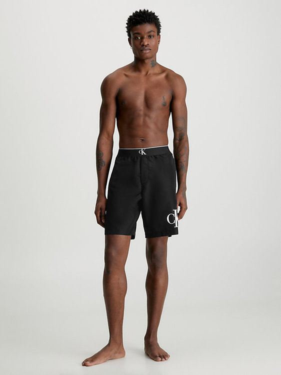 CK Monogram plavky Černá barva Muži