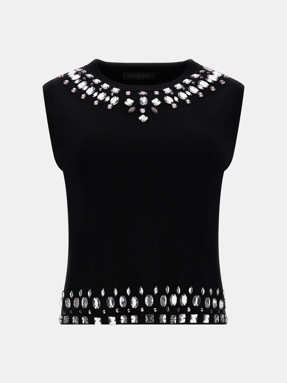 Rhinestones svetr Černá barva Ženy