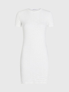 Slim Ribbed All-Over Logo šaty Bílá barva Ženy