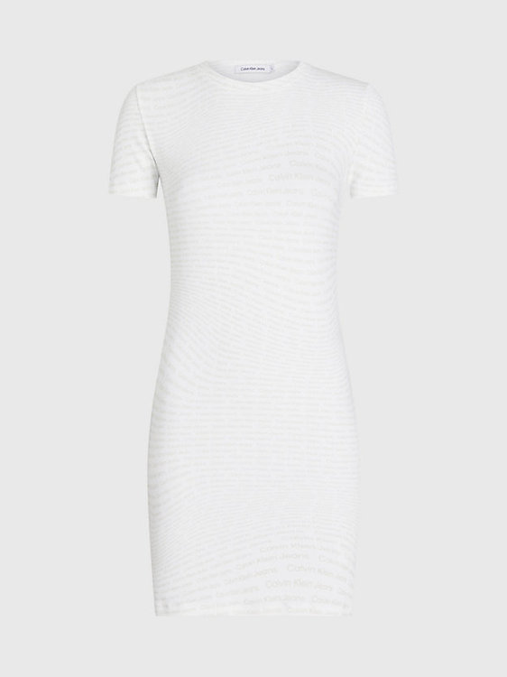 Slim Ribbed All-Over Logo šaty Bílá barva Ženy