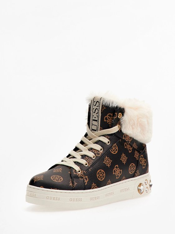 Guess – Ruke zimní tenisky, Hnědá barva