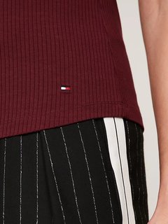 Luxusní Slim Mock triko, Červená, Vínová barva, XS, S, M, L