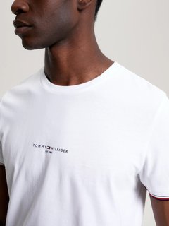 Luxusní Tommy Logo Tipped triko, Bílá barva, M, L, XL