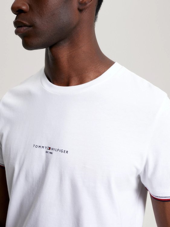 Luxusní Tommy Logo Tipped triko, Bílá barva, M, L, XL