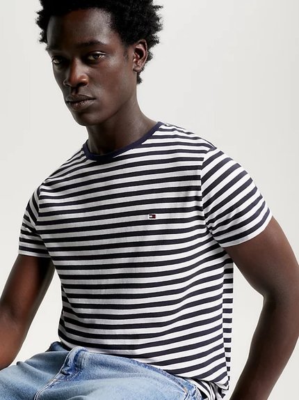 Módní Stretch Slim Fit triko, Bílá, Modrá barva, 2024