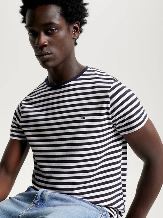 Módní Stretch Slim Fit triko, Bílá, Modrá barva, 2024