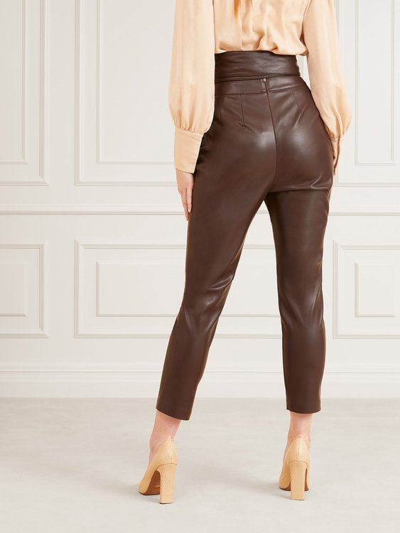 Módní Devine kalhoty, Hnědá barva, 2022