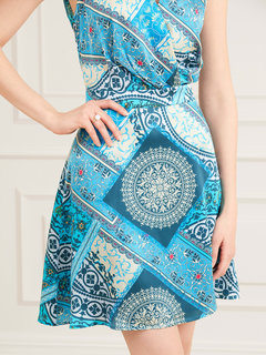 Módní Mykonos mini šaty, Modrá, Tyrkysová barva, 2022 1
