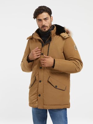 GUESS – Real Down péřová bunda, Hnědá barva