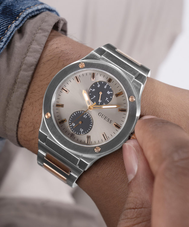 GUESS, Růžové zlato, Stříbrná barva Jet hodinky