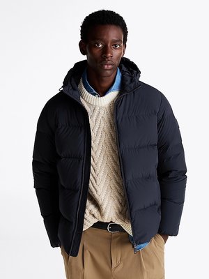 Tommy Hilfiger – Down Hooded Puffe bunda, Modrá barva
