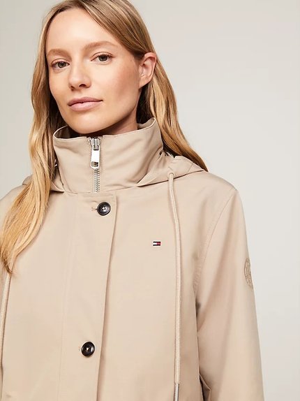 Módní Essential Cotton Blend parka, Béžová barva, 2024