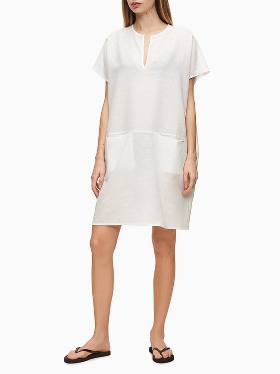 Calvin Klein Swimwear – Šaty Core Solids, Bílá barva