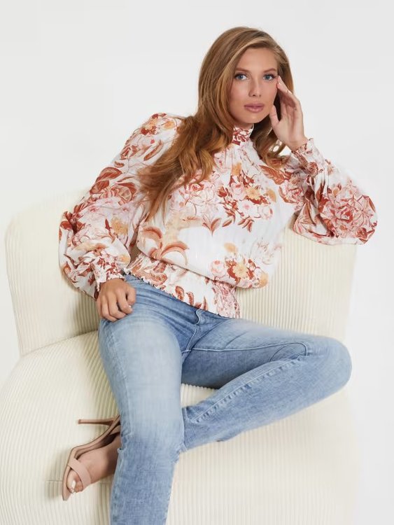 Luxusní Monique halenka, Krémová, Oranžová barva, XS, S, M