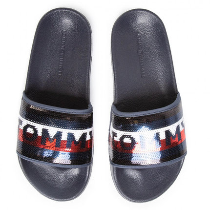 Sequins pantofle Navy barva Ženy