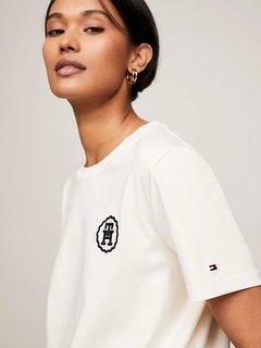 Luxusní Monogram Stamp triko, Béžová, Bílá barva, XS, S, M, L