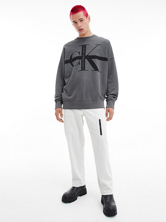 Stripe washed mikina – Calvin Klein Jeans, Šedá barva Muži