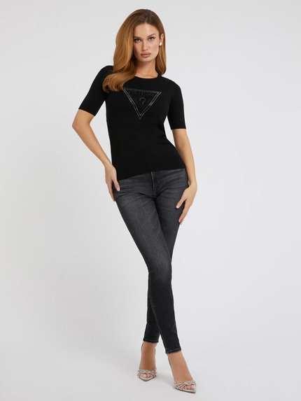 Módní Elora top, Černá barva, 2023