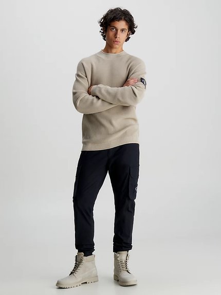 Módní Badge svetr, Béžová, Krémová barva, 2023