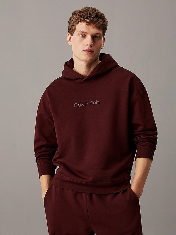 Calvin Klein Underwear – Tonal Logo mikina, Červená, Vínová barva