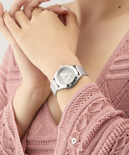 GUESS, Stříbrná barva Glitz Plaque hodinky