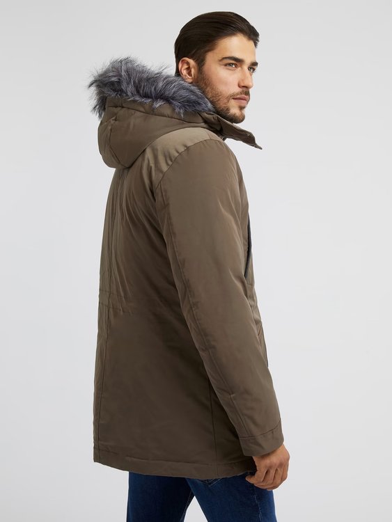 Technical parka – Guess, Hnědá barva Muži