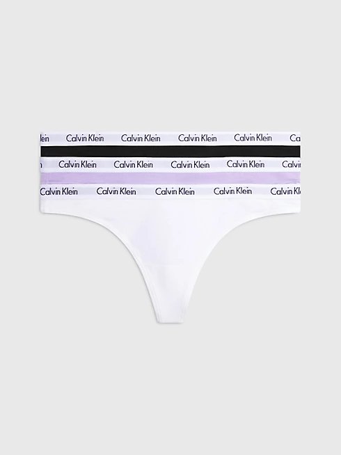 Calvin Klein Underwear – Carousel tanga 3ks, Bílá, Černá, Růžová barva