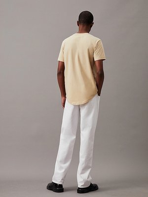 Badge Turn Up Sleeve Triko – Calvin Klein Jeans, Béžová, Khaki barva Muži