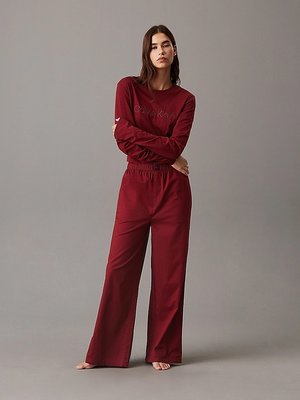 Calvin Klein Underwear – Cotton Poplin pyžamo set, Červená barva