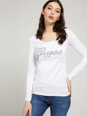 Luxusní Logo Rhinestones triko, Bílá barva, XS, S, M, L, XL