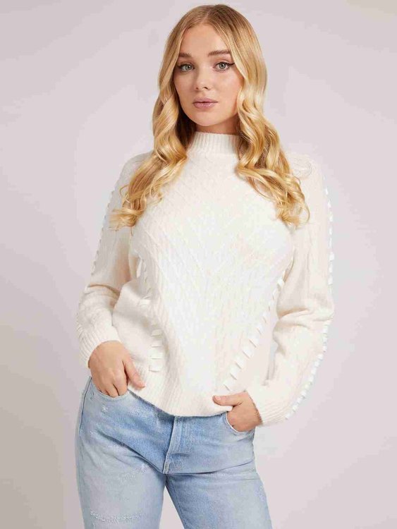 Suede svetr – Guess, Krémová barva Ženy 1